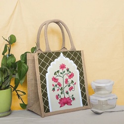 Jute Cottage LOTUS JHOROKHA Zipper Lunch Bag 11x10 - B-314